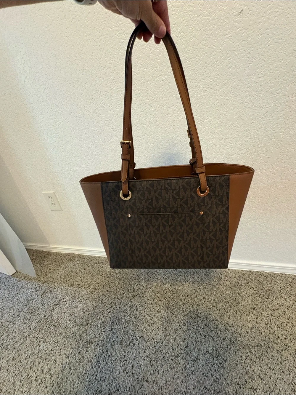 Michael Kors Brown and Tan MK Signature Tote